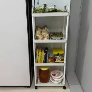 [생활] 이동식선반 4단 이동식 트롤리 수납함 화이트
