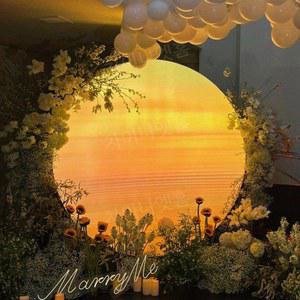 조형물 보름달 포토존 감성 일몰 촬영 사진 실외 테라스 포토스팟 술집 풍선 꽃줄 인테리어