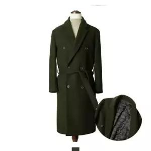 국산코트 남자롱코트 울모직 더블로브코트