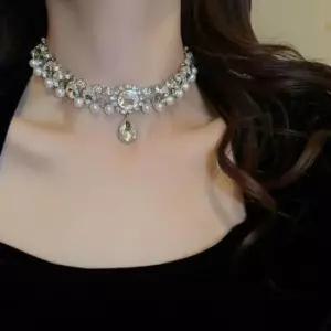 무대 초커 파티 연말 연초 큐빅 진주 공연 목걸이