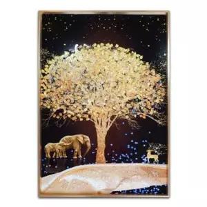 소품장식 코끼리와돈나무밤풍경 아크릴액자 대