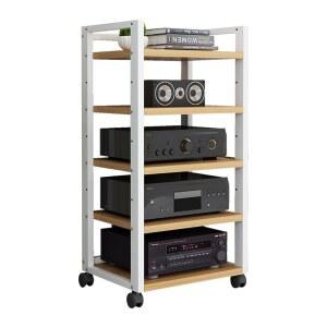 이동식오디오선반 진열 앰프장식장 원목 스피커 수납대 오디오선반 화이트 라이트호두