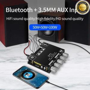 ZK-MT21 사운드 앰프 모듈 2x50W+100W 2.1 채널 서브우퍼 블루투스 5.0 디지털 파워 보드 AUX 12V24V 스테