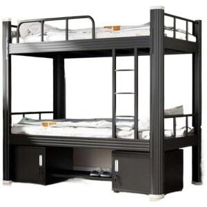 계단형 성인 학교 블랙 이층 접이식 학생 성인용 철제 게스트하우스 침대 기숙사