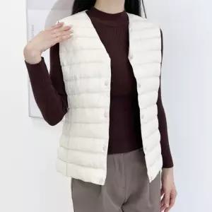 여자 똑딱이 버튼 포인트 오리털 덕다운 경량패딩조끼