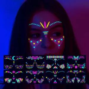 네온 페이스 타투 스티커 얼굴 판박이 8매 DD-12934