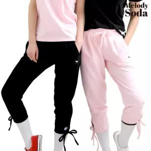 PINK by SECRET 7부 도그자수  바지 배기바지 홈웨어 일상복 운동복 필라테스 요가 헬스 트레이닝팬츠 일상
