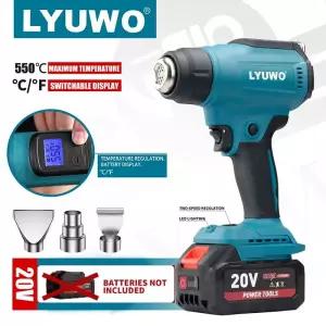 무선히팅건 열풍기 LYUWO 18V 히트 건 수축 포장 공기 총 건조기 LED 디스플레이 납땜 열 송풍기 전용 배터