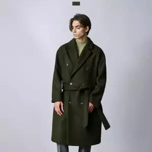 국내생산 프리미엄 카키 로브 울 더블코트 빠른출고