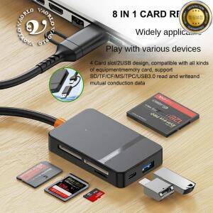 8in 1 USB 카드 리더기 3.0 SD 마이크로 TF CF MS U 디스크 컴팩트 플래시 어댑터(노트북 스마트