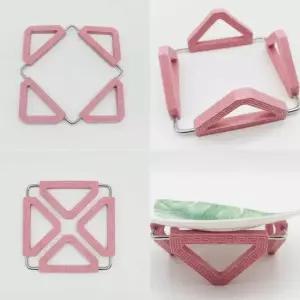 접이식 냄비받침대 사각핑크 캠핑냄비받침 컵홀더