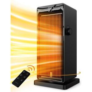 산빈더 우주 히터, 침실용 실내용 전기 히터용 1500W 90 진동 24시간 타이머, 빠른 난방, 리모컨, 홈 오피스 룸에 안전한 ECO 온도 조절기