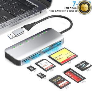 7in 1 멀티 메모리 카드 리더 USB C SD TF XD MS 지원) 플러그 앤 플레이용