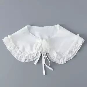 2컬러 숄 드레스 블라우스 러플 넥케이프 페이크카라 블랙