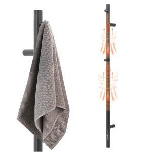 KEG 타월 워머 월 마운트 43인치 싱글 바, 내장 타이머, 욕실용 전기 스테인리스 가열 랙, 매트 블랙