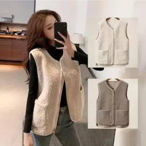 여성 캐주얼 초경량 뽀글이 조끼 따뜻한 느낌 보온