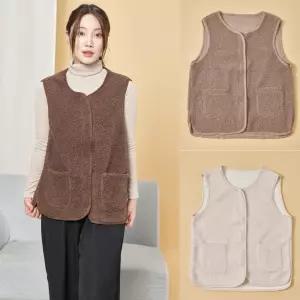 이레터치 여성 겨울 뽀글이 후리스 베스트 집업 수면양말증정 양털 조끼 (수면양말증정)