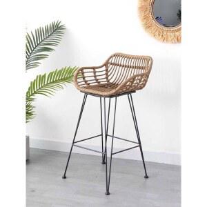 라탄 홈바 의자 등받이 /우드 100cm 가구 북유럽 레스토랑 럭셔리 철제