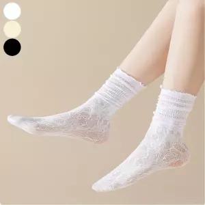 여성 여름 메쉬 레이스 시스루 망사 스타킹 양말 니삭스 여름니삭스