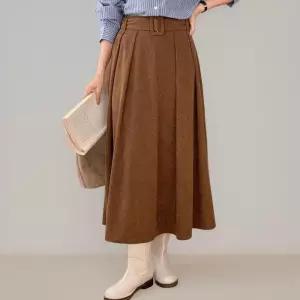 [신상오픈런]여성 가을 골덴 롱 플레어 스커트 벨트 포함 (41907300)