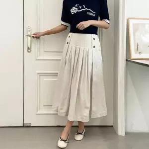 [신상오픈런]린넨치마 에이라인 플리츠 살랑 플레어스커트 맥시 (31606986)