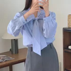 [신상오픈런]왕리본 롱타이 봄정장 하객 놈코어 스트라이프셔츠 (30437082)