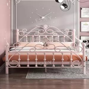 철제 프레임 침대 공주침대 북유럽 핑크 공주풍 하이 타입