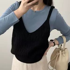 여름 가볍고 시원한 소재 뷔스티에 니트 조끼 셔츠 셔츠반팔 니트티셔츠