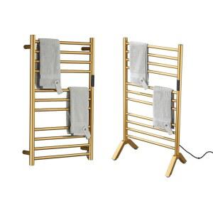 XMGJ 전기 타월 워머 라디에이터, 타이머 골드, 140W 벽걸이 및 독립형 가열 건조 랙, 11바, 욕실용 스테인리스 스틸 레일 304개, 플러그인 포함