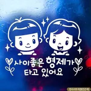반사 트윙클 자동차스티커 사이좋은형제가타고있어요