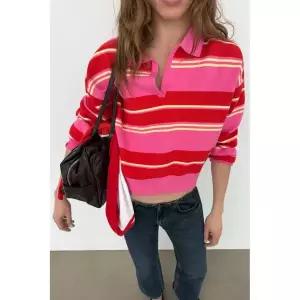 국내배송 자라 ZARA 여성 스트라이프 니트 폴로셔츠 멀티컬러 5536018330 1852377