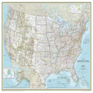 내셔널 지오그래픽 미국 월 맵 - 클래식(확대 69.25 x 48인치)(내셔널 참조 맵)