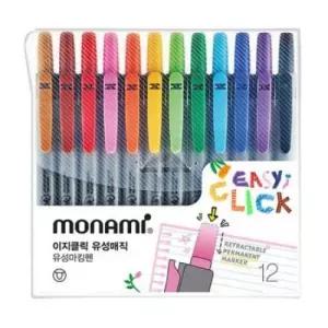 [문구] 12색 이지클릭 유성매직 모나미 노크식 유성매직 유성마카 유성마킹펜