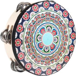 탬버린즈 악기 휴대용 드럼 탬버린 교회 8인치 이중 줄 금속 징글 - 댄스 웨딩 파티를 위한 타악기 나무