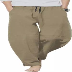 페이시아드타 남성용 코튼 린넨 드로스트링 팬츠 엘라스틱 허리 캐주얼 여름 해변 바지