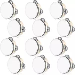 12 PCS 4인치 웨딩 탬버린 벌크 드럼 금속 징글이 달린 나무 손 파티 교회를 위한 음악 교육용 악기