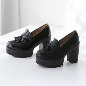 여성킬힐 여성 키높이 통굽 힐 태슬 로퍼 펌프스힐 가보시힐