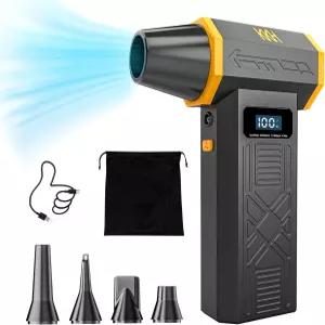 LED 조명이 있는 KKH 휴대용 전기 에어 더스터 청소용 강력한 120000RPM 4 속도 조절식 미니 터보 송풍기