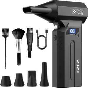 ZJJJ 압축 공기 더스트 150000RPM 강력한 전기 LED 조명이 장착된 4단 조절식 무선 송풍기 컴퓨터 키보드