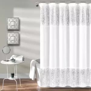 러쉬 데코 쉬머 퀸즈 샤워 커튼 싱글 70인치 W x 72인치 L 실버 - 욕실용 모던 글램 욕실