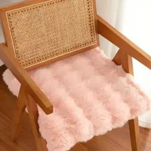 의자방석 사무실 식탁 카페 의자 사각 극세사 털 방석 핑크