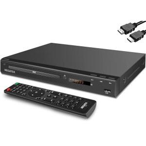 MEGATEK TV용 지역 프리 HDMI DVD 플레이어, 스마트 컴팩트 CD/DVD USB 포트, 모든 및 멀티 포맷 재생, 메탈 하우징, HDMI/RCA 케이블 리모컨 포함