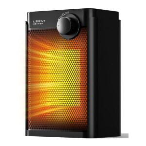 레랏 전기 공간 히터, 실내용 소형 1200W PTC 고속 난방 휴대용 과열 및 팁오버 보호, 침실, 사무실, 캠핑, 블랙용 선풍기 모드