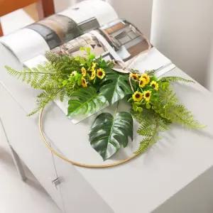 몬스테라 조화 꽃 리스 벽장식 베르메탈링 45cm 인테리어 벽걸이 현관 문 꾸미기