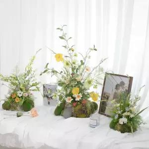 스칸디아모스 센터피스 조화 초록정원세트 (3PCS) 인테리어 꽃 테이블 장식 소품 웨딩 촬영