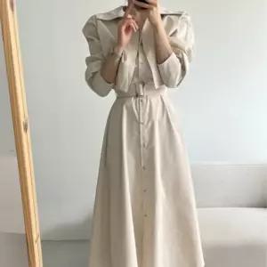 트렌치 무드 벨트 셔츠 롱원피스 JSD-1004065