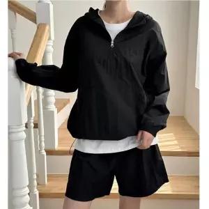 [골드스마일]봄 가을 여자 후드 긴팔 반바지 트레이닝 세트 바람막이 점퍼