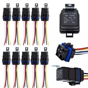 nqnqvl 10 PCS 12VDC 40A 방수 자동차 릴레이 5핀 SPDT(피그테일 포함)