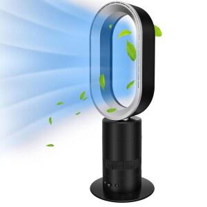 힐스마트 휴대용 블레이드리스 타워 팬, 10가지 속도 설정, 10시간 타이밍 잠금, 저소음, 경량, 24인치, 블랙