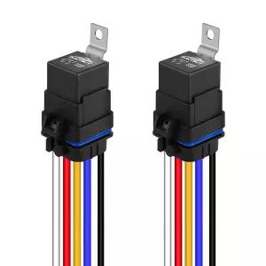 로니바이 5핀 방수 릴레이 키트 40/30 AMP 12V 스위치 하네스 12 16 AWG 통조림 구리선 혼 스타터